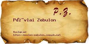 Pávlai Zebulon névjegykártya